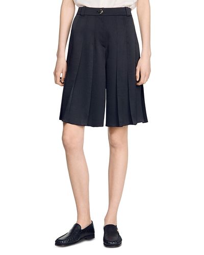 Sandro Sandro Long High Waisted Pleated Shorts