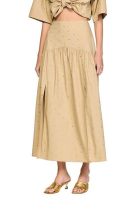 SANDRO SANDRO Long rhinestone cotton skirt