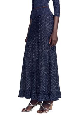 SANDRO SANDRO Long rhinestone knit skirt