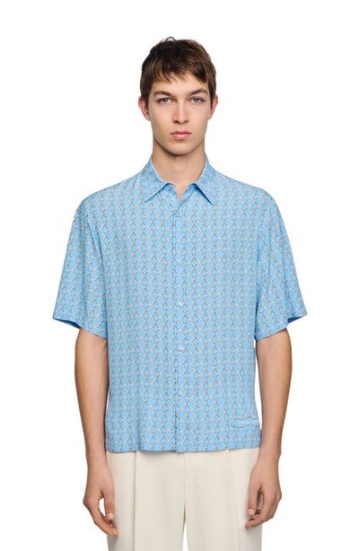 SANDRO SANDRO Loose-fit chain link print shirt