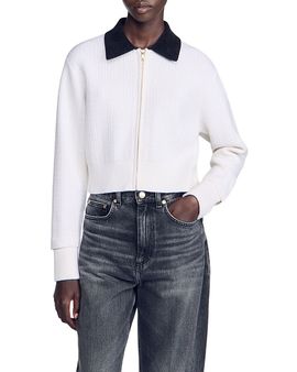 Sandro Sandro Maya Cable Knit Cropped Cardigan