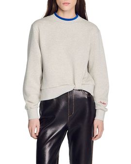 Sandro Sandro Mina Layered Crewneck Cotton Sweatshirt