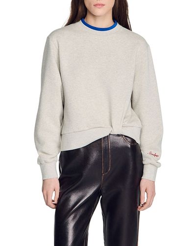 Sandro Sandro Mina Layered Crewneck Cotton Sweatshirt