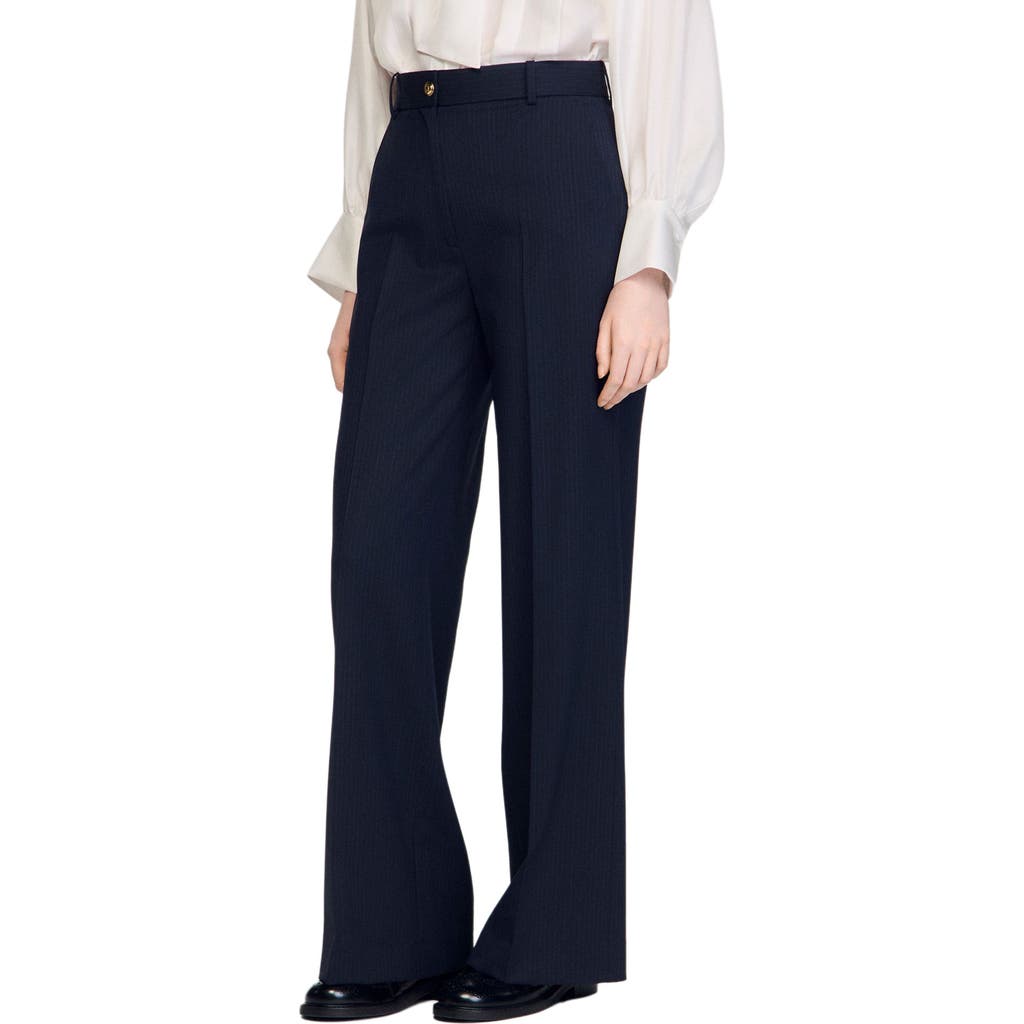 SANDRO SANDRO Minimal chalk-striped trousers