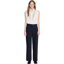 SANDRO SANDRO Mixed-material satin trousers