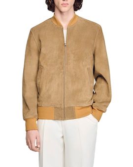 Sandro Sandro Monaco Zip Up Split Leather Jacket