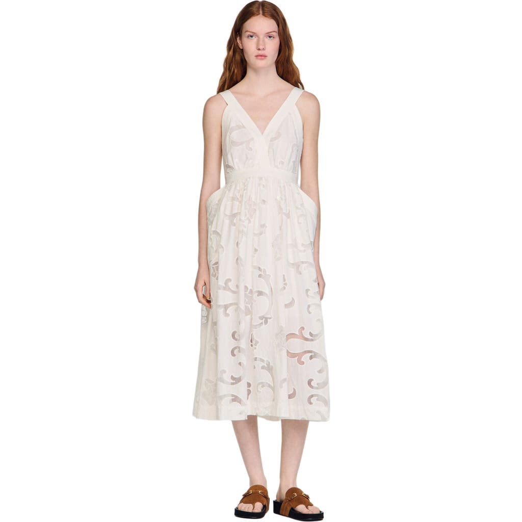 SANDRO SANDRO Openwork floral cotton midi dress