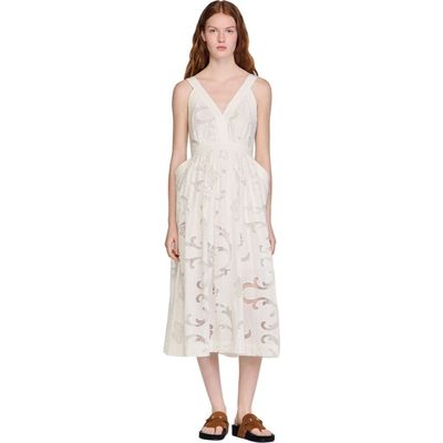 SANDRO SANDRO Openwork floral cotton midi dress