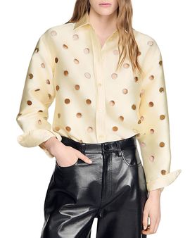 Sandro Sandro Openwork Rhinestone Shirt