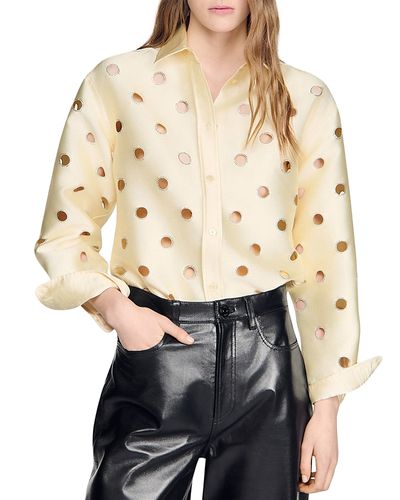 Sandro Sandro Openwork Rhinestone Shirt