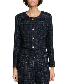 Sandro Sandro Ophelie Tweed Collarless Jacket
