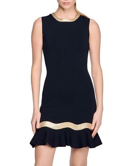 Sandro Sandro Ophira Metal Chain Trim Knit Short Dress