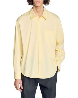 Sandro Sandro Oversized Fit Cotton Blend Pocket Shirt
