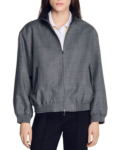 Sandro Sandro Oversized Leather Collar Jacket