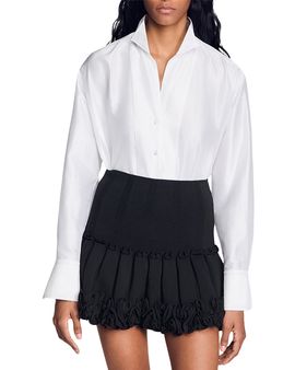 Sandro Sandro Oversized Silk Satin Shirt
