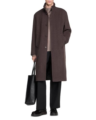 Sandro Sandro Owen Heath Long Wool Blend Coat