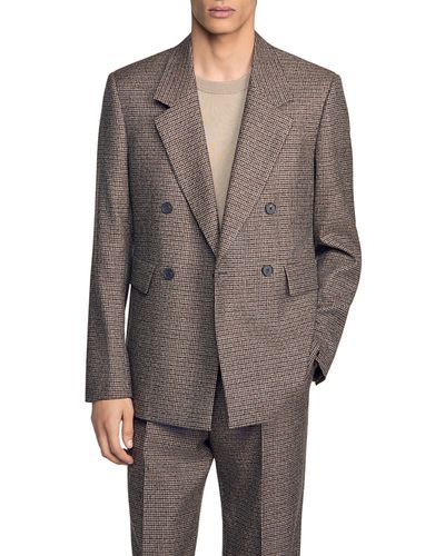 Sandro Sandro Pied De Poule Classic Fit Wool Houndstooth Jacket