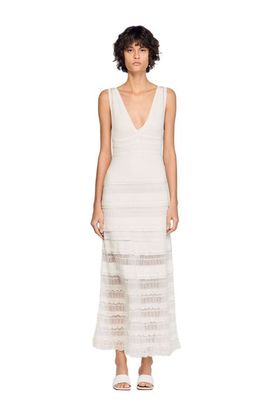 SANDRO SANDRO Pointelle knit maxi dress
