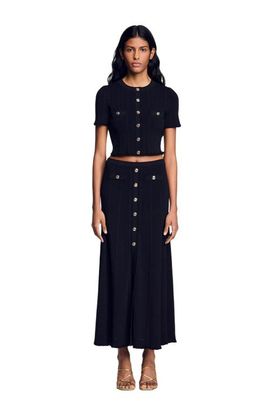 SANDRO SANDRO Pointelle knit midi skirt