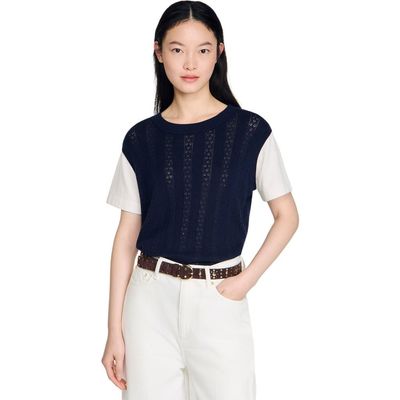SANDRO SANDRO Pointelle knit sweater
