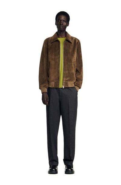 SANDRO SANDRO Quilted Leather Zip Jacket