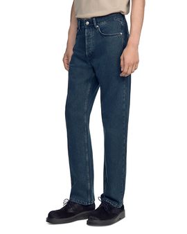 Sandro Sandro Regular Fit Faded Cotton Jeans in Grey Blue