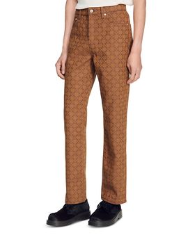 Sandro Sandro Regular Fit Square Cross Motif 30.7 Jeans in Tobacco Brown