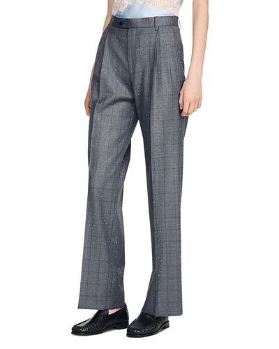 Sandro Sandro Rhinestone Check Wool Pants