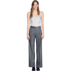 SANDRO SANDRO Rhinestone check wool trousers