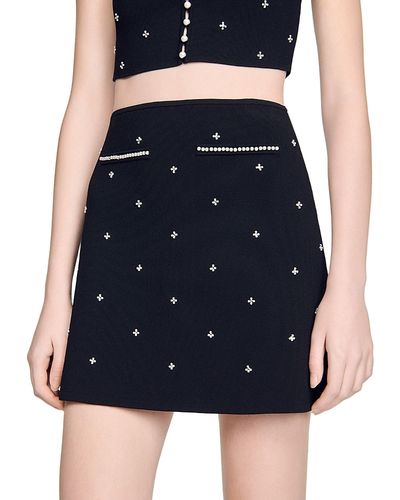 Sandro Sandro Rhinestone Embroidered Skirt