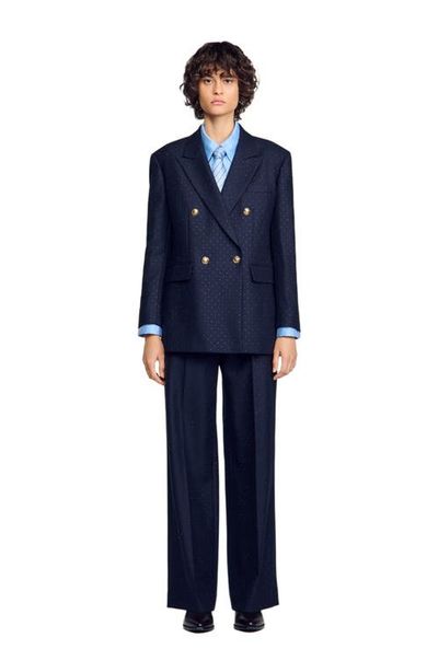 SANDRO SANDRO Rhinestone Wool Suit Jacket
