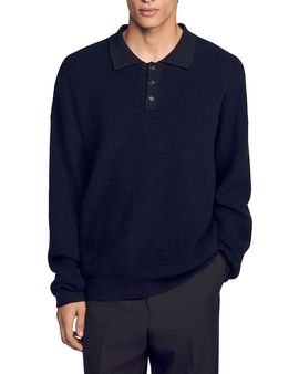 Sandro Sandro Ribbed Alpaca Blend Polo Shirt