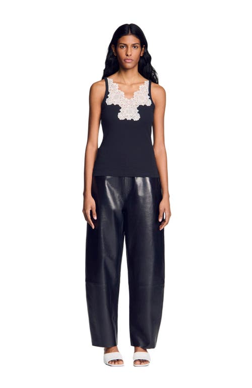 SANDRO SANDRO Ribbed vest top with lace