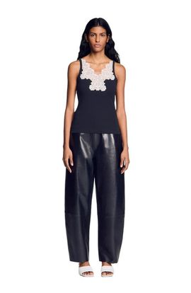 SANDRO SANDRO Ribbed vest top with lace