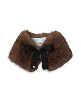 Sandro Sandro Ribbon Tie Faux Fur Collar