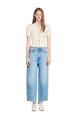 SANDRO SANDRO Ruffled rib knit cardigan