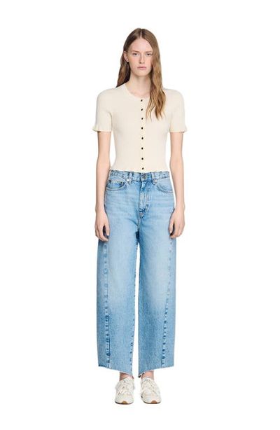 SANDRO SANDRO Ruffled rib knit cardigan