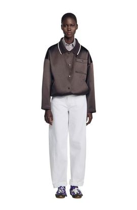 SANDRO SANDRO Satin-look Jacket With Polo Collar