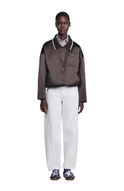 SANDRO SANDRO Satin-look Jacket With Polo Collar