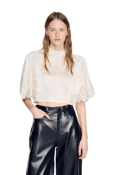 SANDRO SANDRO Satin cape-effect crop top