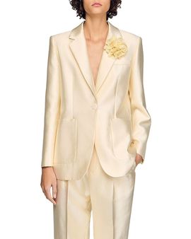 Sandro Sandro Satin Jacket with Flower Detail