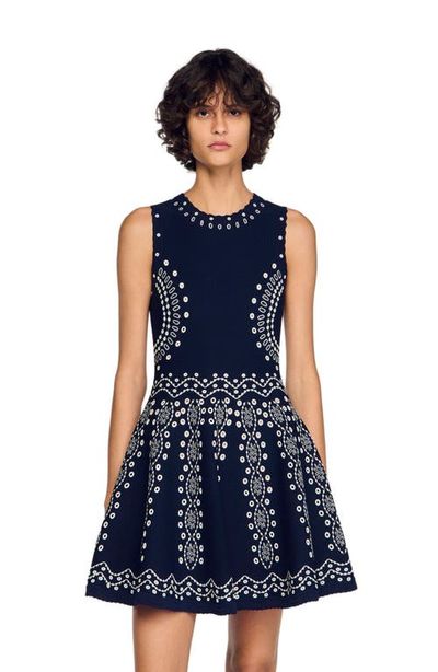 SANDRO SANDRO Scarf-print knit short dress