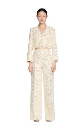 SANDRO SANDRO Sequin straight-leg cotton trousers