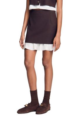 SANDRO SANDRO Short 2-in-1 wool skirt