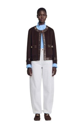 SANDRO SANDRO Short coat with leather details