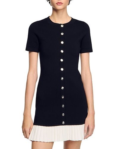 Sandro Sandro Short Knit Dress with Ruffle