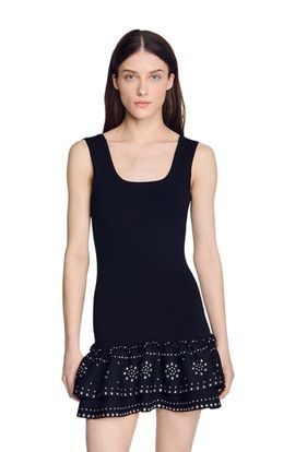 SANDRO SANDRO Short knit dress with studs