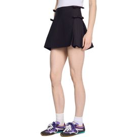 SANDRO SANDRO Short pleated wool skirt