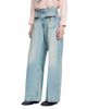 Sandro Sandro Sigrid High Rise Straight Leg Leather Detail Jeans in Blue Jean - 1