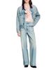 Sandro Sandro Sigrid High Rise Straight Leg Leather Detail Jeans in Blue Jean - 2